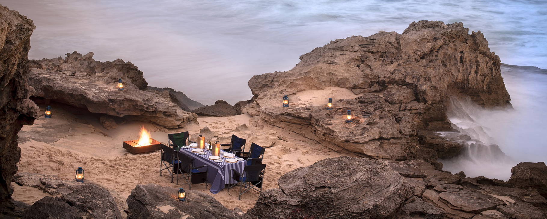 Abendessen am Strand - Lekkerwater Beach Lodge at De Hoop