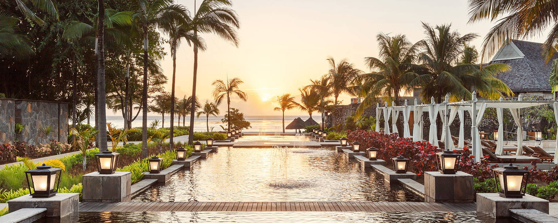 Wasserspiel auf der Hotelanlage - The St. Regis Le Morne Resort, Mauritius