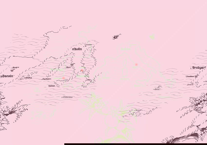 Europa Karte mit EWTC-Reisezielen des westlichen Mittelmeerraumes